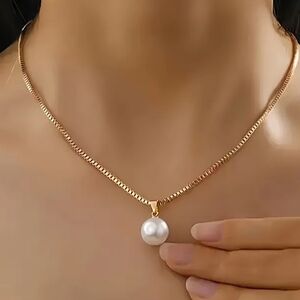 18 KT Gold Over Titanium Pearl Necklace